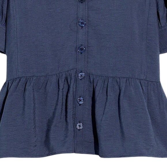 Madewell Drapeweave Puff Sleeve Peplum Blouse Teal Soft Workwear S - Picture 5 of 8